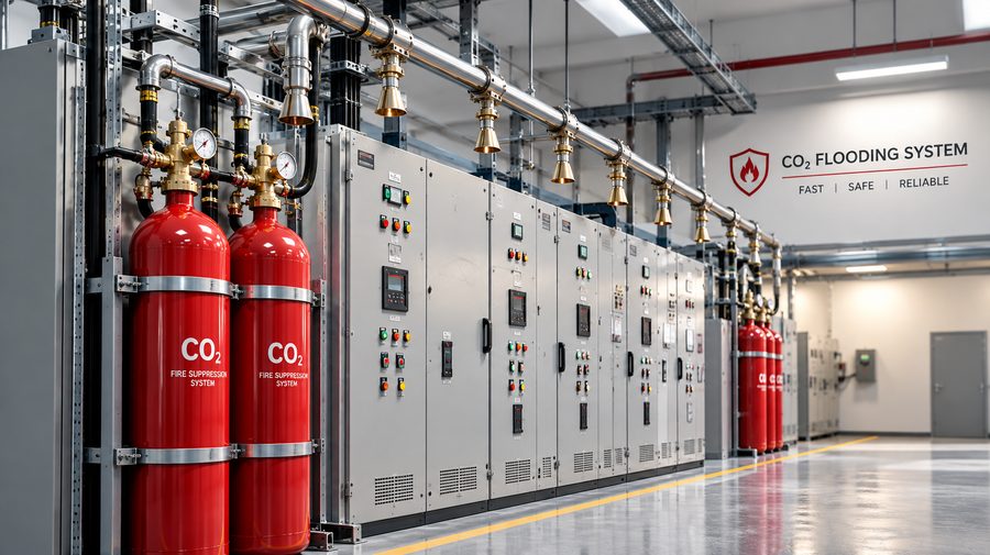 Pressurised CO2 flooding system installation